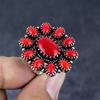 Red Coral Handmade 925 Sterling Silver Jewelry Ring Size 8.5 j5M71