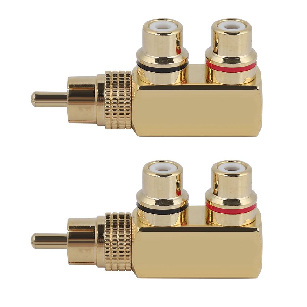 2PCS AV Splitter Plug RCA Male to 2 Female Audio Video Adapter Connector