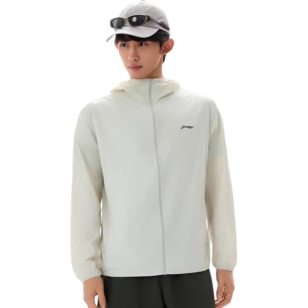 Li-Ning Однотонная ветровка с капюшоном на молнии, повседневная, универсальная, мужская верхняя одежда AFDW721-3