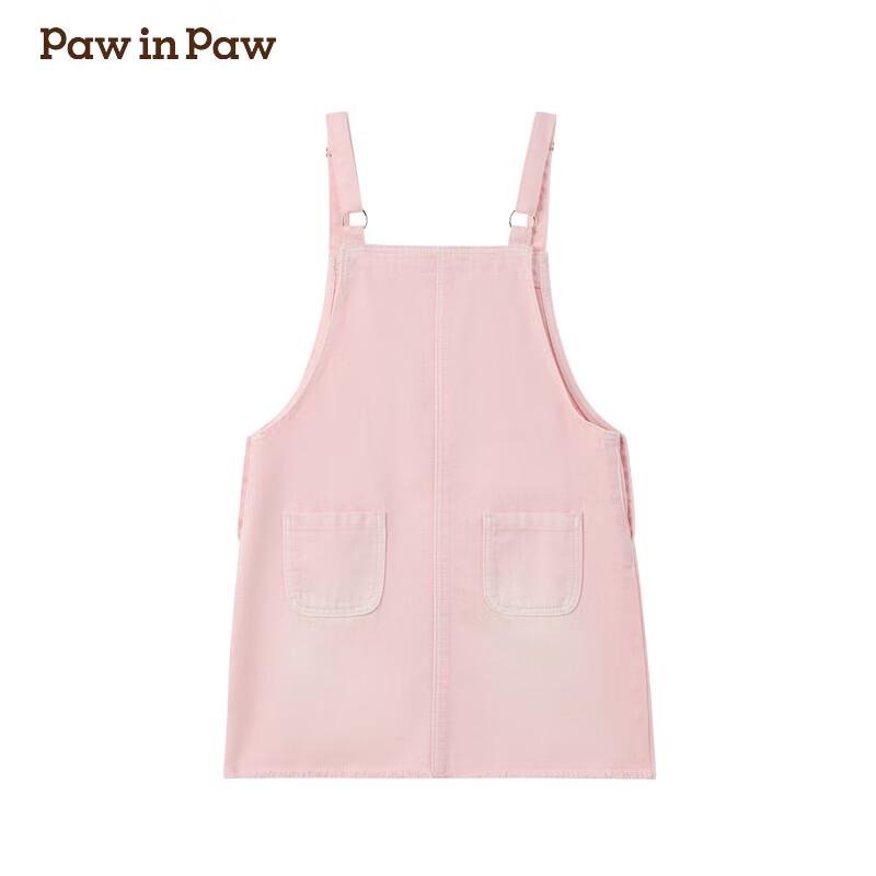 PawinPaw Girls' Cartoon Bear Denim Pinafore Dress