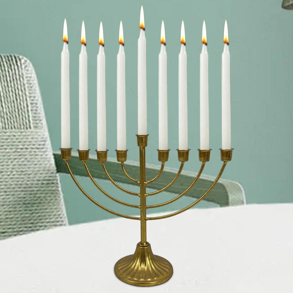 Table Je Candlestick Holder Wide Sturdy Base Hanukkah Decoration Menorah for Shelf Cabinet Fireplace Living Room Desk