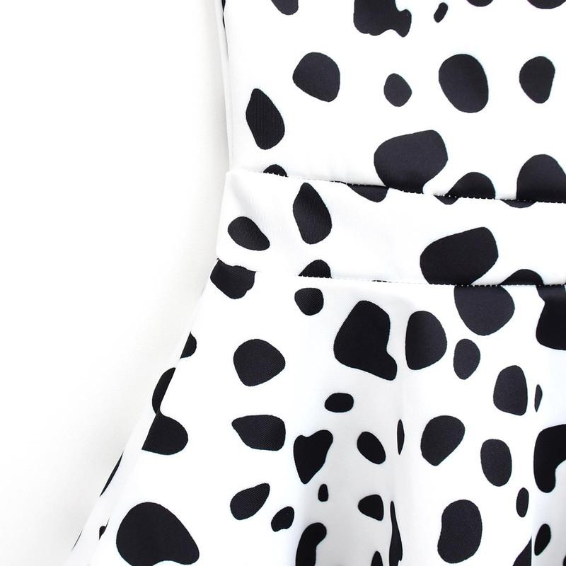 Halloween Spotted Dog Dalmatian Costume for Girls Character Polka Dots Dress Mesh Fly Sleeve Ruffle A-line Ballet Dance Dress