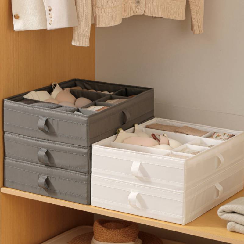 Foldable Polyester Clothing Storage Container With Compartments For Closet Organization