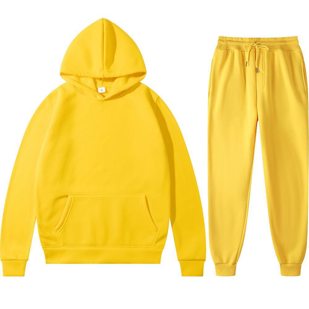 Unisex Solid Color Hoodie & Sweatpants Set - Autumn/Winter Casual Sportswear