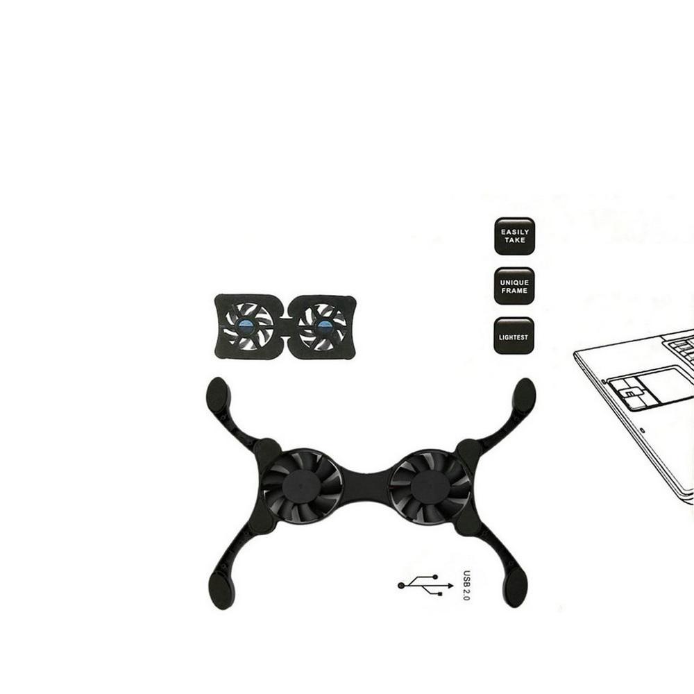 USB Dual Laptop Cooling Adjustable Fan Pad Foldable Slim Fans Cooler Stand