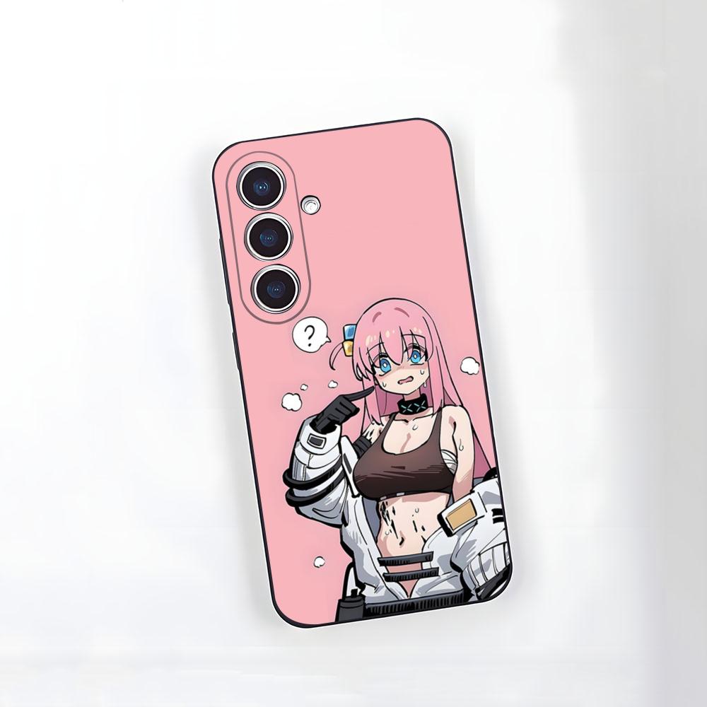 Чехол для телефона Bocchi The Rock из аниме для Samsung S26 S25 S24 FE S23 S22 S21 Plus S20 Ultra Note20Ultra Черный Мягкий