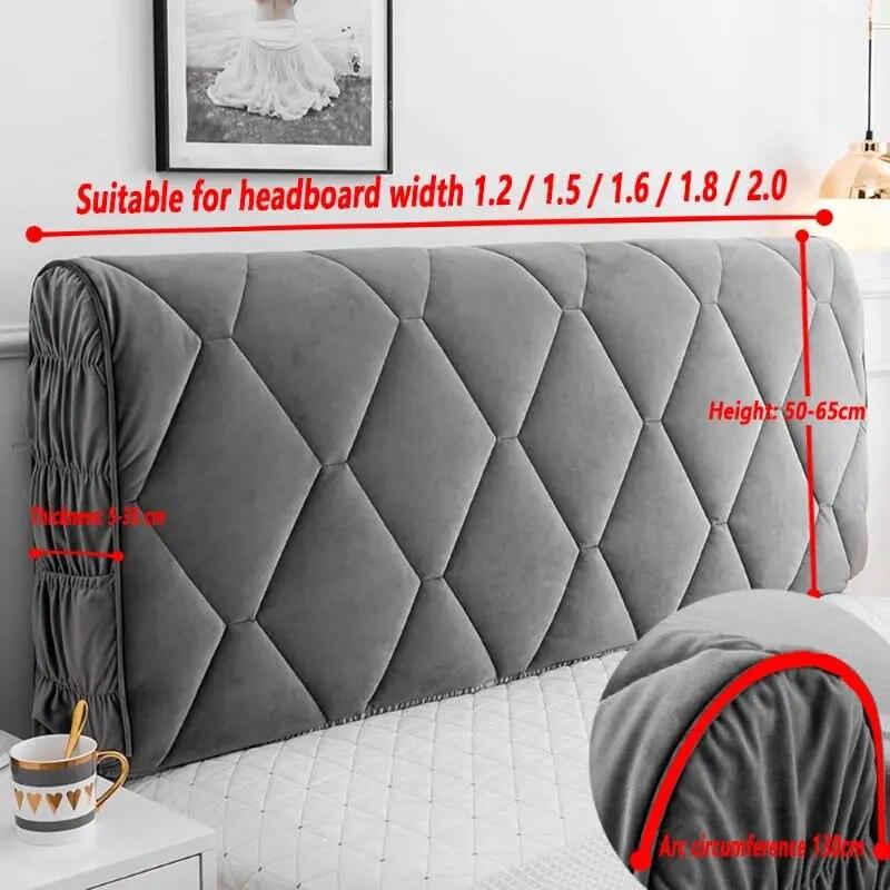 Роскошный однотонный утолщенный бархатный стеганый чехол на голову кровати, супер мягкий универсальный короткий плюшевый чехол на изголовье кровати для домашнего отеля