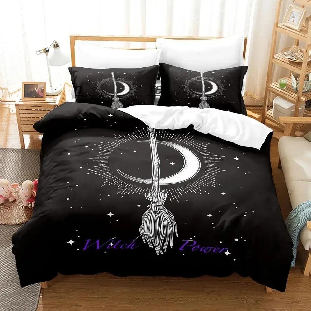 Witch's Moon Bedding Set Single Twin Full Queen King Size Aldult Boys Bedroom Duvet Cover Sets Anime