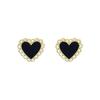 Geometry Black Heart Stud Earring for Women French Elegant Sweet Ear Wedding Party Jewelry Accessory