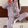 Japanese Style Girls Plaid Pajama Set - Cute Long Sleeve Fresh Homewear