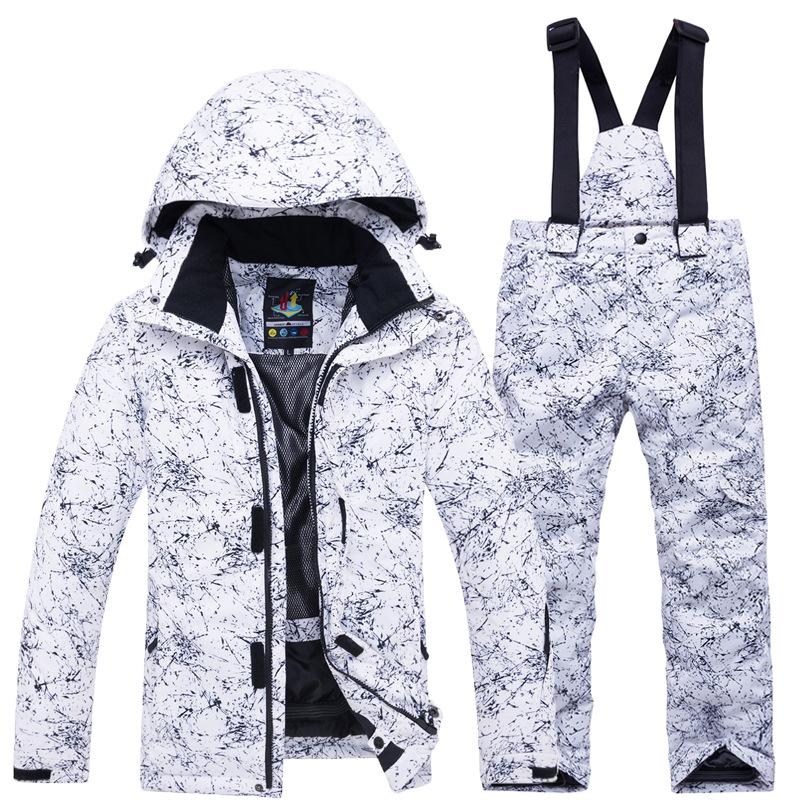 Boy's Girl Camouflage Ski Set Windproof Warm Waterproof Outdoor Thickened Single Board Ski Jacket Pants