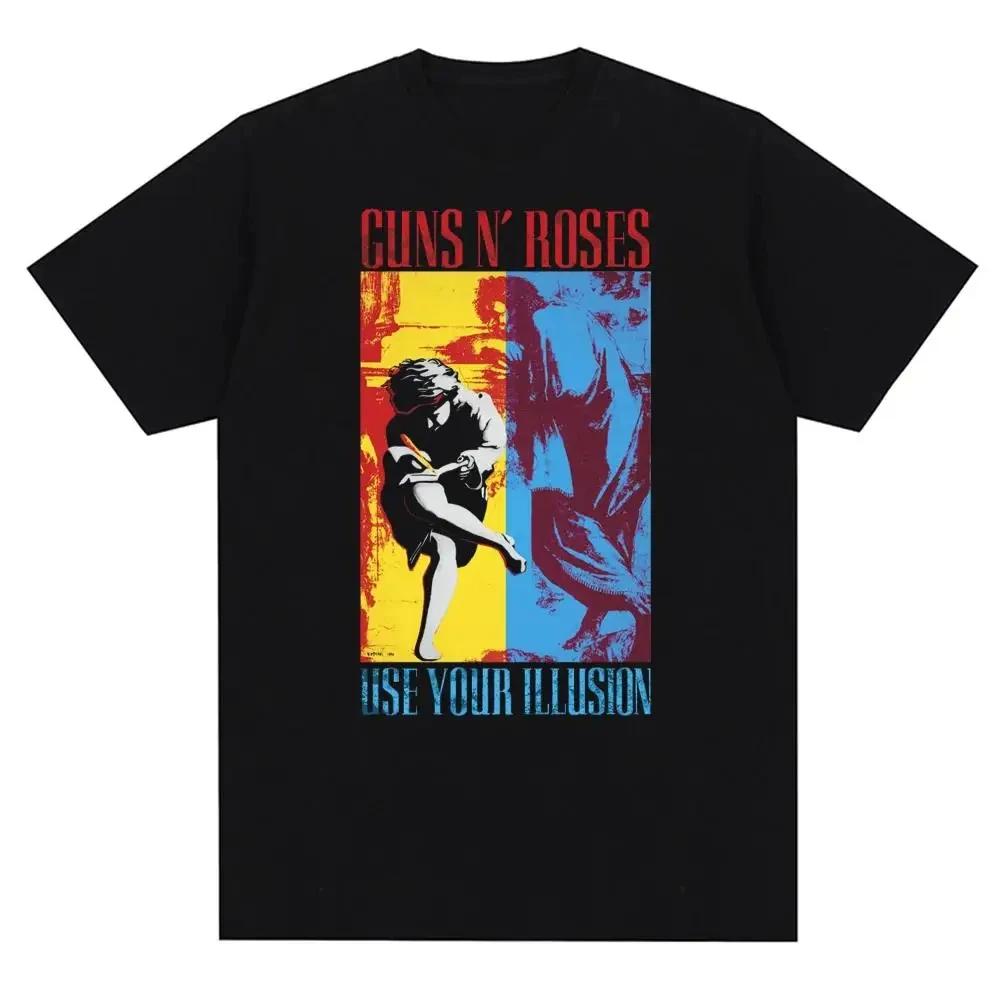 Мужская футболка с графическим принтом Guns N Roses, винтажная летняя уличная футболка с коротким рукавом, модная футболка с круглым вырезом больших размеров, топы унисекс