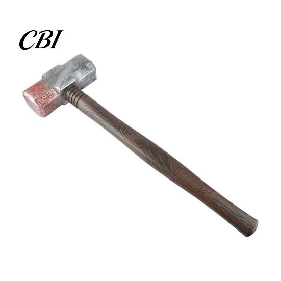 Escape Room Gear Plastic Fake Hammer Prop, Lightweight Sledge for Halloween Costume Role Play Tool Accessory, Spooky Faux Blood Weapon Cosplay, Scary