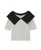 Jill by Jill Stuart Striped Rib Knit Sweater with Big Collar Women's Color-Coordinated