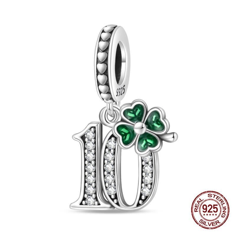Оригинальные Шармы Медь Счастливый Четырехлистный Клевер Шармы-Цифры Бусины Подходят для Оригинального Браслета 3 мм Женские DIY Ювелирные Изделия Подарок