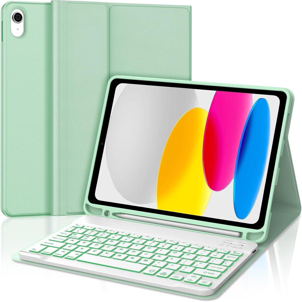 Чехол для планшета iPad 10-го поколения с Bluetooth-клавиатурой с подсветкой и держателем для стилуса для Air 7 / Pro 11-дюймового