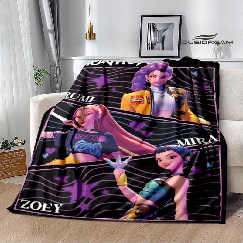 KPop Demon Hunters Cartoon printed blanket Picnic blanket Warm Flannel blankets Home bed linings blankets for beds Birthday Gift