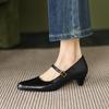 Krazing Pot Овечья кожа Лето Весна Осень Зима Средний каблук Женские Туфли Мэри Джейн с круглым носком Неглубокие лодочки