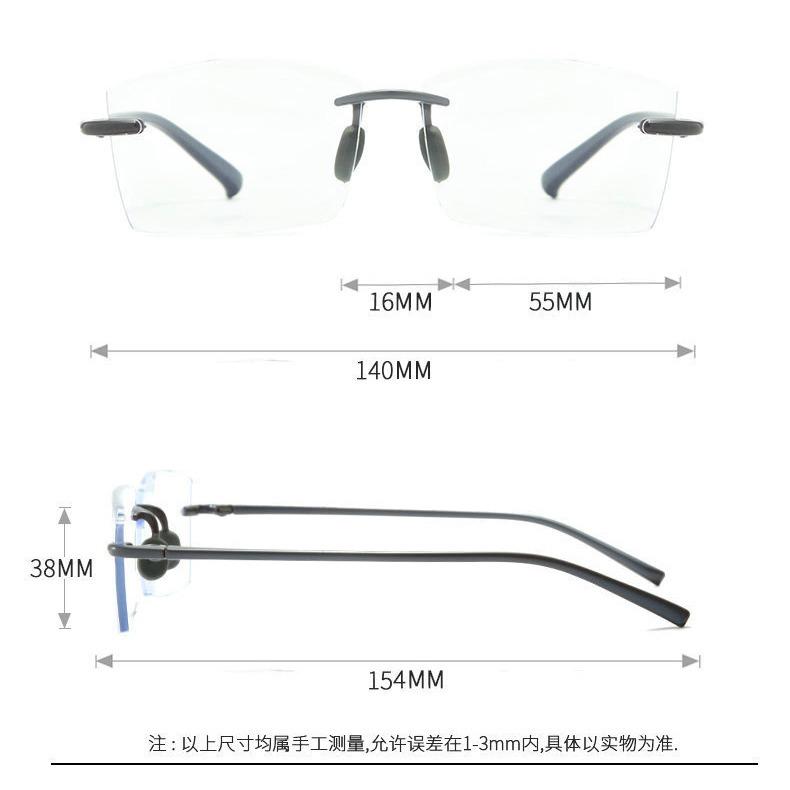 Очки Очки для чтения без оправы Diamond Small Fresh Мужские очки для чтения с высокой четкостью и защитой от синего света