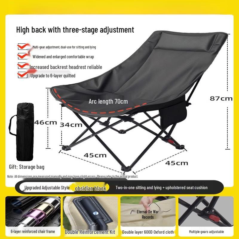 ZISIZ Portable Reclining Chair with High Back and Headrest