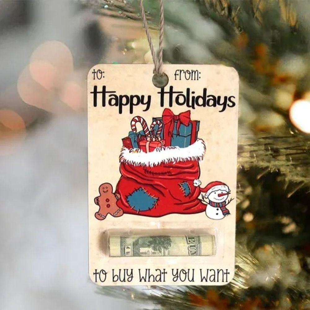 Festival Red Money Holder Wooden Cash Clip Creative Christmas Ornament  Xmas