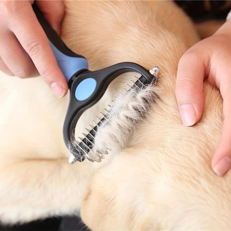 1pc Pet Fur Knot Cutter - Double Sided Dog Grooming Shedding Tool, Cat Hair Removal Comb Brush for Pet Grooming