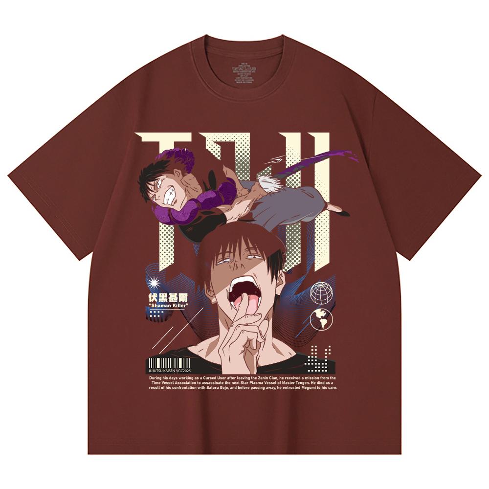 230 г/м² 100% хлопок Jujutsu Kaisen V47 Принт Тодзи Унисекс Тяжелая хлопковая футболка