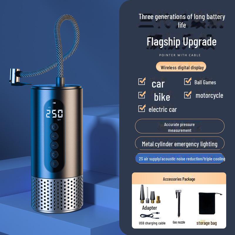 Беспроводной интеллектуальный цифровой дисплей автомобильный воздушный насос: Многофункциональный портативный насос для накачивания шин