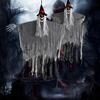 Halloween Hanging Skull Realistic Skull Ghost Decoration with Long Hair Poseable Wire Spooky Hanging Skeleton Prop for Halloween Party