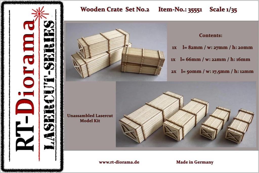 RT Diorama 1/35 Scale Wooden Box Set No. 2 Miniature Accessories RTD35551 (Scenery)