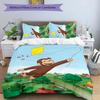 Curious George 3pcs Bedding Set Duvet Cover Closure Includes 1 Duvet Cover & 2 Pillowcases for All Seasons Bedroom Home Dorm Decor
