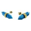 7bis [Q1401] - Серьги "Бохо" из золота и бирюзы ручной работы - 25x8 мм