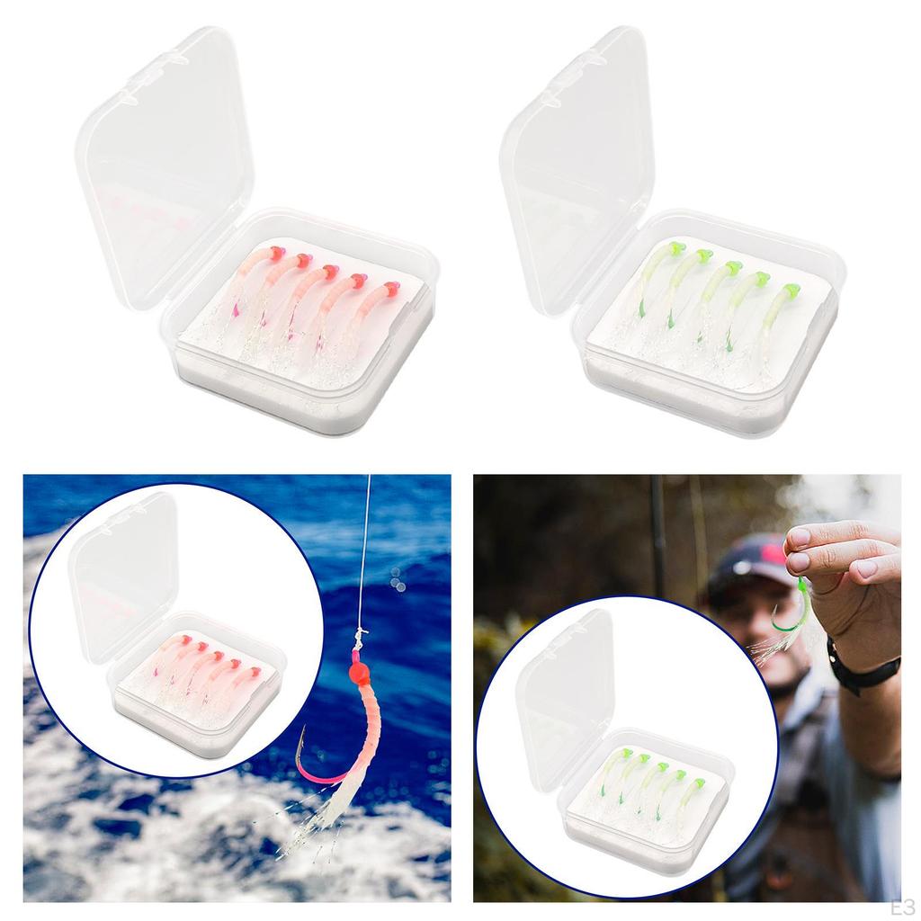 5шт светящиеся рыболовные приманки крючки реалистичные искусственные для пресноводных мух