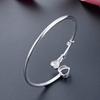 Ethnic Style Heart-shaped Key S990 Foot Silver Adjustable Bracelet for Women's Simple and Fashionable Love Pure Silver Bracelet Accessories