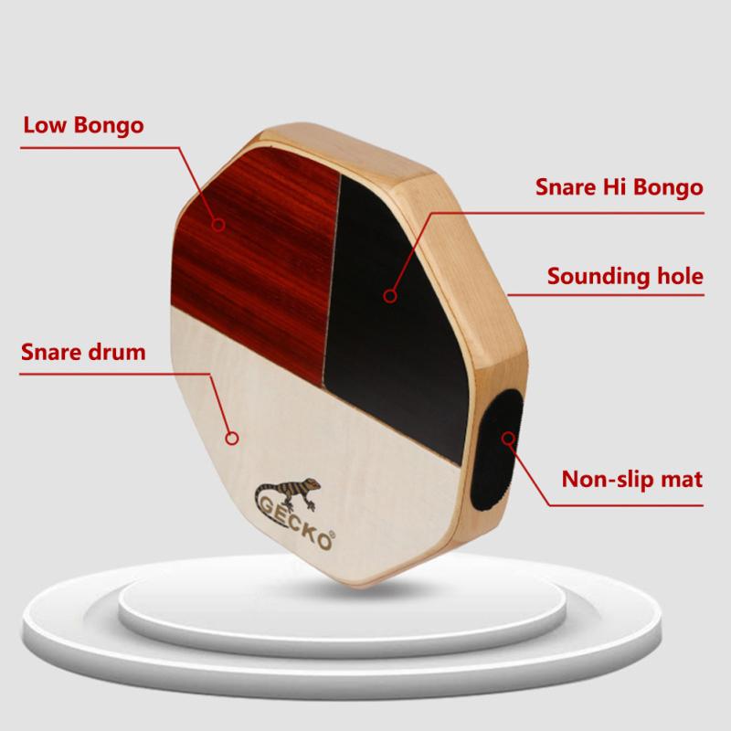 Ручной барабан Gecko Cajon, 3-цветный малый барабан бонго, двойной звуковой эффект, кахонный барабан, портативный перкуссионный барабан
