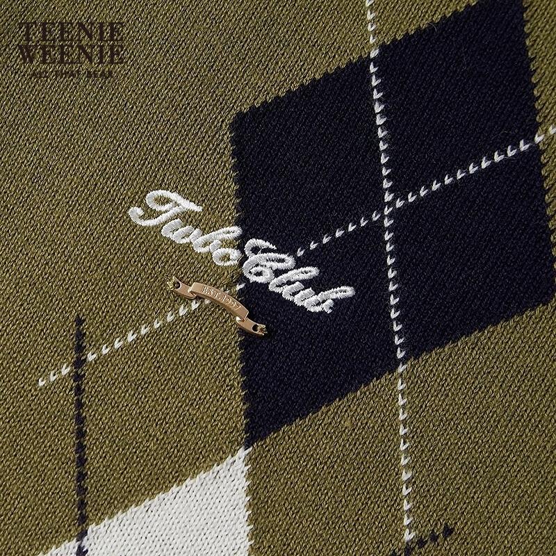 Женский кардиган Teenie Weenie с ромбовидным узором и круглым вырезом