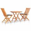 VidaXL 3-Piece Bistro Set with Cushions Garden Lounge Set Outdoor Furniture Set Patio Furniture Grey Wood 3063226