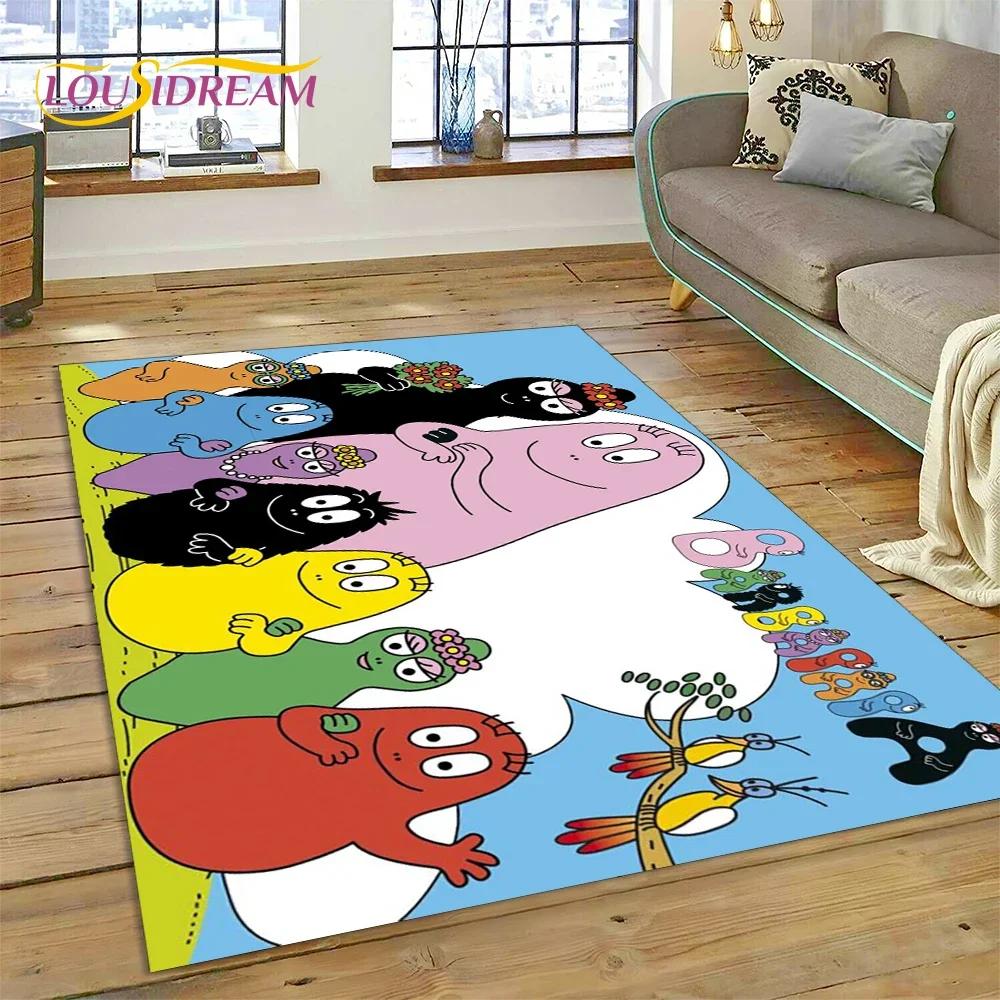3D Cartoon Les Barbapapa Family Carpet Rug for Bedroom Living Room Home Sofa Decoration,Children Game Large Decor Floor Mat Gift