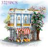 3725PCS Sakura Restaurant Building Blocks City Street Scene MOC Model Bricks With Light Decoration Ornaments Kids DIY Toy Gifts