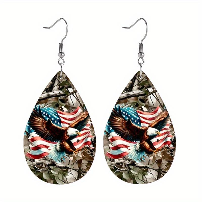 Серьги ко Дню Независимости Расправь крылья Орел Серьги из ПУ кожи Праздничные подарки для друзей Вечерние модные аксессуары Элегантные серьги Вечерние серьги