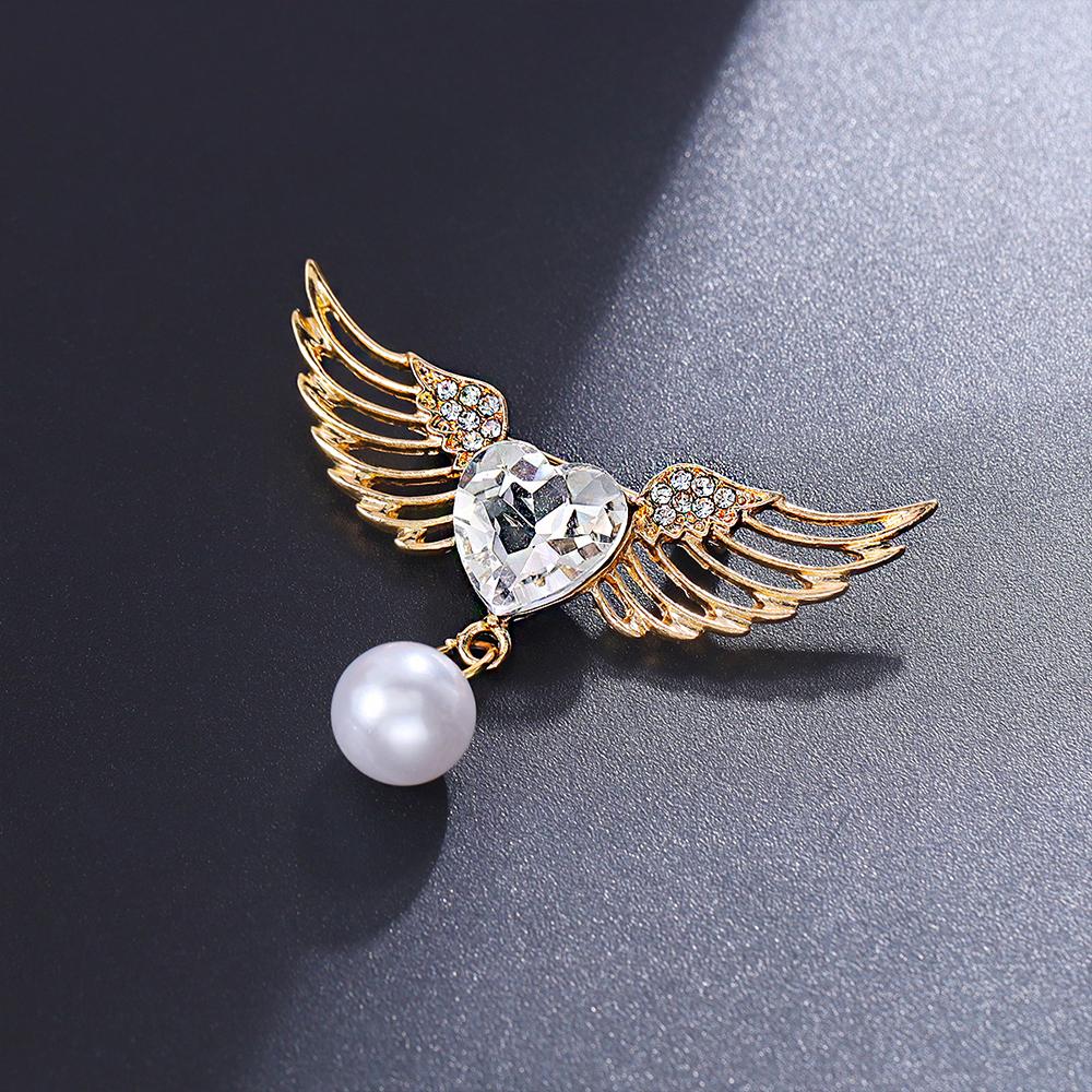Women's Crystal Angel Wings Brooch Pin Rhinestone Brooches Wedding Gifts Lapel