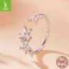 Sparkling Zircon Autumn Leaf Open Ring Women'S Romantic Autumn Leaf S925 Sterling Silver Ring Jewelry