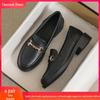 Women's Black British-Style Loafers: Summer 2025, Thin Soft Leather, Flat Shoes for Work