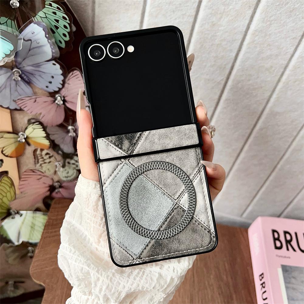 Красочный кожаный чехол-книжка с магнитом для Samsung Z Flip 7 6 5 Zflip 4 3 5G, для беспроводной зарядки Magsafe, с шарнирной крышкой
