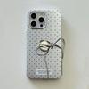 Чехол для iPhone 15 с серебристым гальваническим покрытием в горошек, чехол с бантом для Apple 14 Pro Max, полный комплект чехлов для iPhone 13.