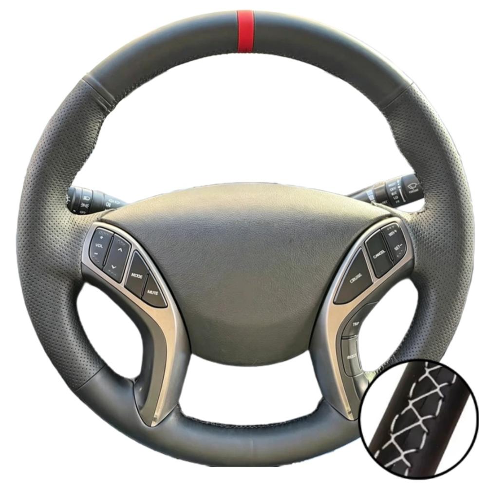 Hand-stitched Black Microfiber Leather 2011-2016 Avante i30 2012-2016 Steering Wheel Cover For Hyundai Elantra Car Accessories
