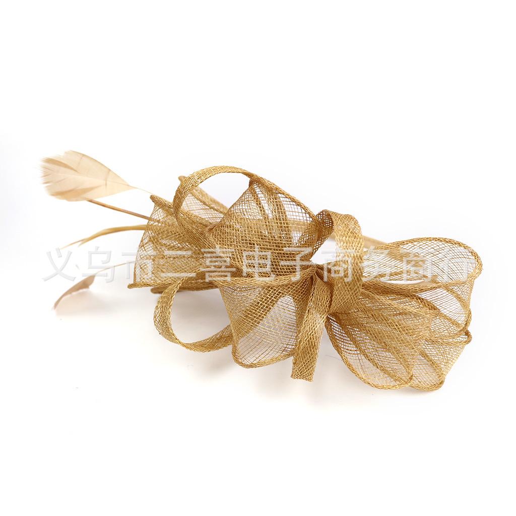 Тонкая льняная пряжа свадебная тиара перья цветы шпильки украшения для волос, повязки на голову для выпускного бала, цилиндры