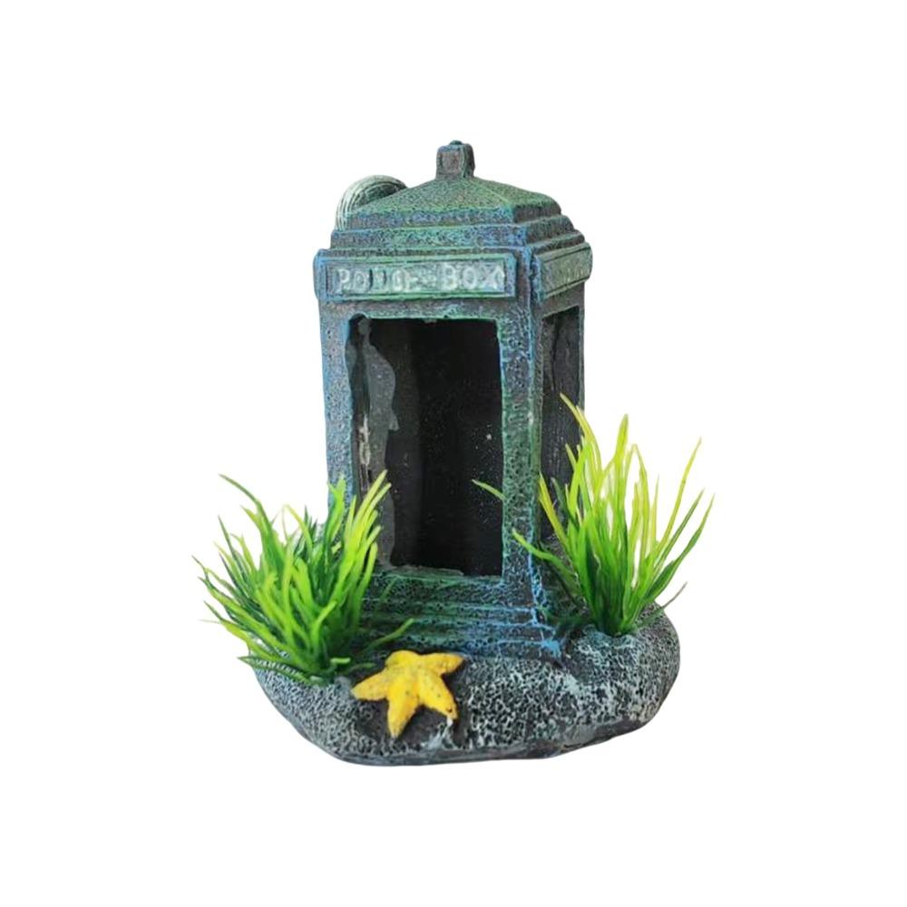 Simulation Fish Tank Decoration Resin Telephone Booth Decoration Home Aquarium
