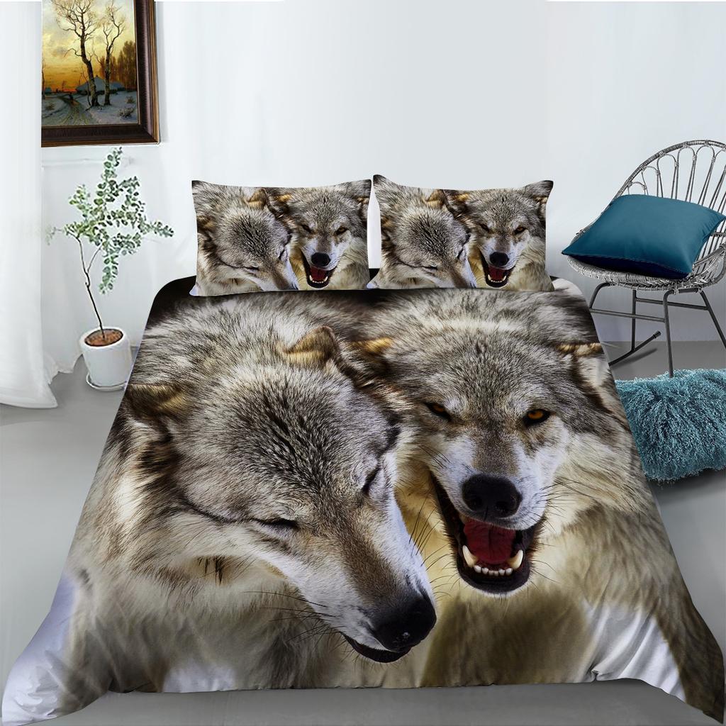 Wolf Series 3D Digital Printed Polyester Bedding Two-Piece Set Of Three Pieces
