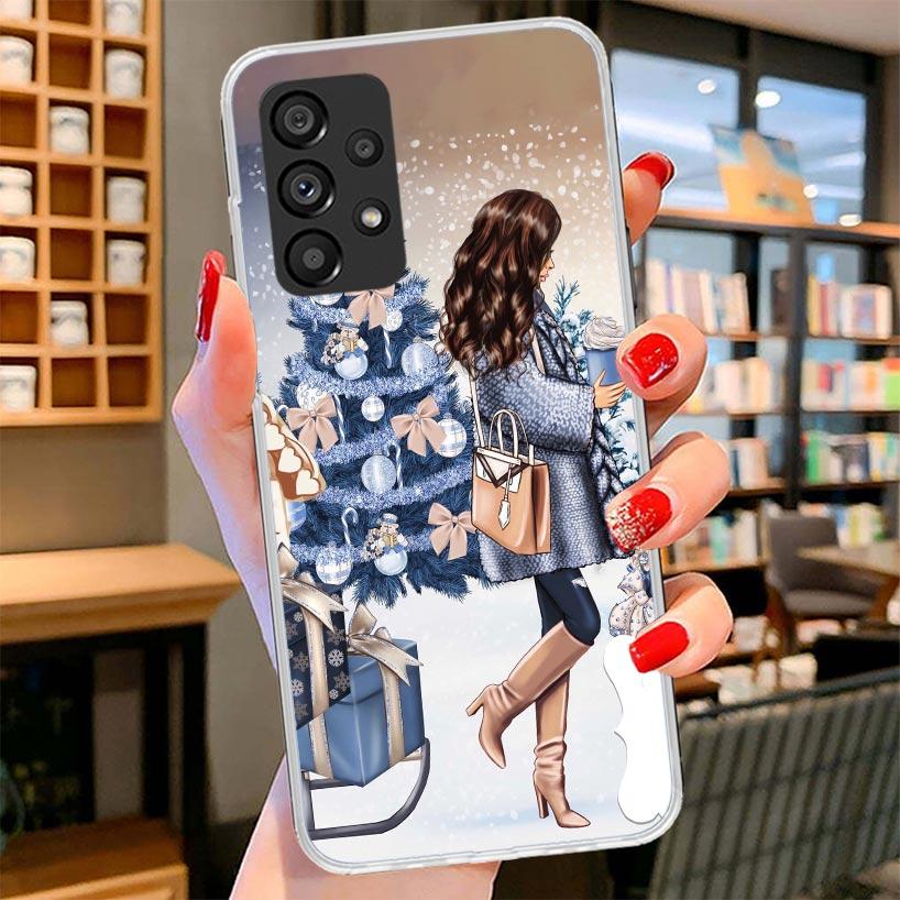 Рождественская Девочка Елка Подарок Чехол Для Телефона Для Samsung Galaxy A17 A37 A57 A16 A26 A36 A56 A15 A25 A35 A55 A14 A24 A34 A54 A13 A23 A33